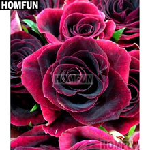 Алмазная живопись HOMFUN A01841, полноразмерная/круглая вышивка «цветы розы», 5D для творчества, домашний декор, вышивка крестиком 2024 - купить недорого