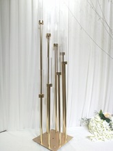 8 головок металлические подсвечники акриловый свадебный стол центральный цветок стенд подсвечник 2024 - купить недорого