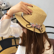 Sun Shade Hat New Korean Version of Leather Rope Flowers Straw Hats Flat Top Beach Sunshade Holiday Summer Women Viosr Cap H130 2024 - buy cheap