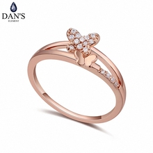 Dan's cristal austríaco verdadeiro marca aaa zircônia micro incrustações anel de moda para mulheres nova venda flor quente 110727 rosa 2024 - compre barato