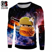 OGKB-Sudadera con capucha para hombre y mujer, ropa con estampado de galaxia espacial y gato, jersey de manga larga con cuello redondo, moda de otoño 2024 - compra barato