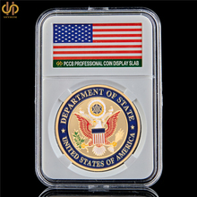 Moneda de desafío de oro del Departamento de Estado de EE. UU. Torre de la Iglesia de Francia colección de monedas conmemorativas de Token de Metal con soporte PCCB 2024 - compra barato