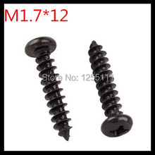 1000 Pcs/Lot M1.7X12 Pan Head steel with black micro electronic cross recessed phillips countersunk self tapping screw 2024 - buy cheap