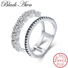 [Awn] anéis de prata esterlina 925, joias de noivado para mulheres, anel de dedo oco, prata 925, joias g068 2024 - compre barato