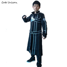 Sword Art Online Kirito Cosplay Costume men's Uniform boys clothes Halloween costumes for men kids Jacket+Shirt+Pants+Belt 2024 - buy cheap