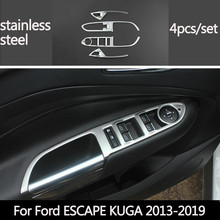 EAZYZKING Car styling Stainless Steel Interior Front Door Window Switch Panel Cover sticker case For Ford ESCAPE KUGA 2013-2019 2024 - buy cheap