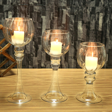 Conjunto de castiçal de vidro com grande capacidade, 3 peças, ideal para velas de 10cm, casamento, bar, decorações de festas 2024 - compre barato