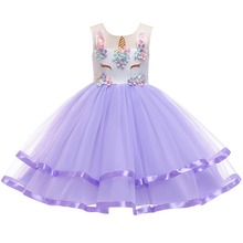 Vestidos de princesa Floral para niñas, tutú para adolescentes, niña pequeña, unicornio, fiesta de boda, ropa para niños, 2019 2024 - compra barato