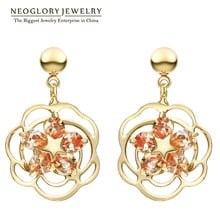 Neoglory Cubic Zirconia Light Yellow Gold Color Charm Drop Earrings for Women Fashion Jewelry 2020 New Brand Romantic QC2 2024 - buy cheap