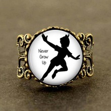 2017 New Silhouette Never Grow Up Ring Movie Jewelry Glass Dome Photo Rings Link 2024 - buy cheap