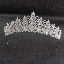 Tall Crystals CZ Cubic Zirconia Wedding Bridal Royal Tiara Diadem Crown Women Prom Hair Jewelry Accessories CH10241 2024 - buy cheap