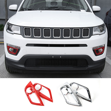 SHINEKA Interior Mouldings for Jeep Compass 2017+ Car Styling Front Fog Light Decoration Frame Fit For Jeep Compass 2017+ 2024 - buy cheap