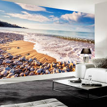 Large Custom Mural Wallpaper Modern 3D Beach Waves Stones Nature Landscape Living Room Bedroom Wall Decoration Murale Painting 2024 - buy cheap