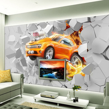 Custom 3D Mural Wallpaper Flame Car Living Room Background Wall Decoration Painting Non-woven Wallpaper For Kids Room Bedroom 2024 - buy cheap