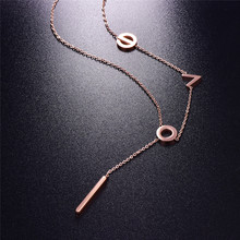 Martick Rose Gold-color Stainless Steel Chain Love Letter Long Pendant Necklace For Women Colar Fashion Brand Jewelry P118 2024 - buy cheap