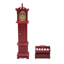 1/12 Dollhouse Miniature Accessories Mini Wooden Floor Clock with Storage Basket Simulation Furniture Model Toy Doll House Decor 2024 - buy cheap