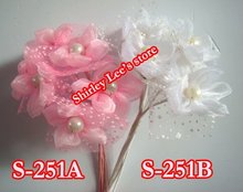 Wholesale ---288 Bunches=1728pcs Wedding Bridal Pearl Satin Organza Flower Bunch,Mix 2 colors , 2024 - buy cheap
