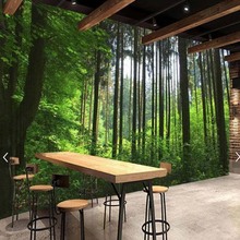 Papel de parede para decoração de parede com estampa 3d, mural da natureza, árvore, floresta verde, impressão hd, decoração para restaurante, loja, sala de estar 2024 - compre barato