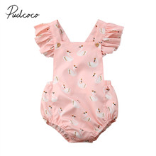 2018 Brand New Newborn Toddler Infant Kids Baby Girl Cotton Jumpsuit Swan Bodysuit Clothes Sleeveless Sunsuit Summer Outfit 0-3T 2024 - buy cheap