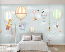 Beibehang-papel tapiz pintado a mano para habitación de niños, globo de aire caliente personalizado, elefante, conejo, copo de nieve 2024 - compra barato