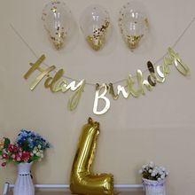 Happy Birthday Banner Chic Glitter Gold Party Decorations Versatile Beautiful Bunting Flag Garland Home Wedding Supplies 2024 - buy cheap