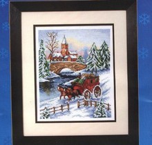 Free delivery Top Quality popular counted cross stitch kit snow horse coach cart wagon carriage winter Anchor PCE840 2024 - buy cheap