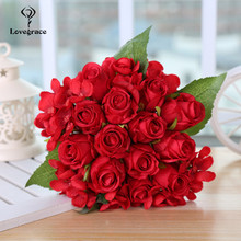 Lovegrace Wedding Bouquet Red Roses Floral Bridal Bouquets White Flowers Artificial Bridesmaids Marriage Home Decoration Flowers 2024 - buy cheap