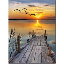 Sunset Bridge scenery 5D diy Needlework embroidery pattern resin mosaic diy diamond painting 3d cross stitch kits room decor 2024 - buy cheap