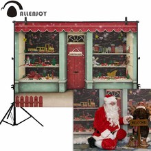 Allenjoy Christmas shop photography backdrop toy store fence background photocall photoshoot prop studio custom decoration 2024 - buy cheap