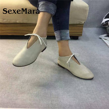SexeMara New Original Handmade Women Genuine Leather Shoes Lace soft Cowhide Loafers Real Skin Ladies Shoes Driving female Shoes 2024 - buy cheap
