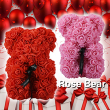 2019 Hot Sale 25cm Foam Bear of Roses Bear Rose Flower Artificial New Year Gifts for Women Valentine's Day Lovers Gift 2024 - buy cheap