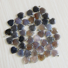 Wholesale charms natural gray agates stone love heart stone beads pendants 20mm for necklace jewelry making woman free shipping 2024 - buy cheap