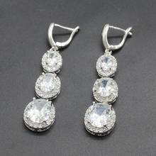 Oval White 4 Colors 925 Sterling Silver Long Dangle Earrings For Women Fashion Jewelry 2024 - buy cheap