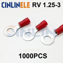 1000pcs Crimp Terminal RV1.25-3 22-16AWG 0.25-1.65mm^2 Crimp terminals Red Ring Terminal  Brass RV1-3 2024 - buy cheap