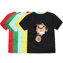 Summer Boys Animal T Shirts Kids Cat Child Cotton 3D Cat T-shirt Boys Tees Girls Tops Children T-shirts Funny Tshirts 2024 - buy cheap