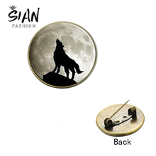 SIAN Brave Animal Wolf Shadow Icon Brooches Pins Badge for Clothes Hat Backpack Denim Jackets Decoration for Men Women Jewelry 2024 - buy cheap