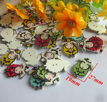 120pcs Mix color sheep Shape wooden buttons 19*27mm sewing crafts notions Decorative Clothing Sewing Scrapbooking Accessories 2024 - buy cheap