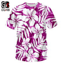 OGKB Space Tshirts Men Fashion Print Purple Flower 3D T-shirts Man Hip Hop Streetwear Casual Short Sleeve Crewneck Tee Shirts 2024 - buy cheap