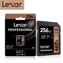 Lexar-tarjeta de memoria Flash SD 256GB SDXC U3, tarjeta de UHS-I 100 MB/s Clase 10 667X, tarjeta sd para cámara Digital de vídeo 3D 4K SLR/HD, nueva 2024 - compra barato