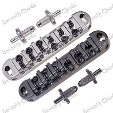 A Set Roller saddle Tune-O-Matic Guitar Bridge For LP Electric Guitar With 4mm Small Studs - Chrome and black choose 2024 - buy cheap