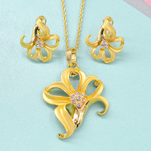 ZEA-Conjunto de joyería con forma de flor para mujer, aretes, collar, colgante, Circonia cúbica, accesorios de joyería para boda 2024 - compra barato