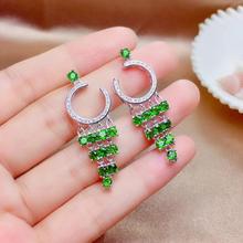Super beautiful earrings, 925 silver inlay, luxury design, natural gems, diopside. 2024 - buy cheap