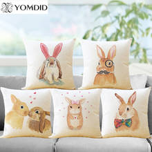 Cute Rabbit Cushion Cover Animal Cotton Linen Cushion Covers Pillowcase Home Office Decorative Car Sofa Throw Pillows Cover 2024 - buy cheap