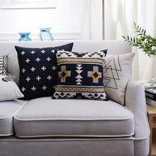 Funda de almohada de estilo nórdico, cubierta de almohada de color blanco y negro, hoja geométrica, funda para cojín de asiento para sofá, decoración del hogar, 45x45cm 2024 - compra barato