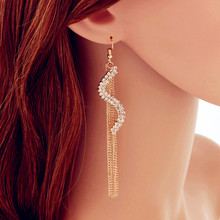 big crystal tassel earring for women Rhinestone long dangle drop statement earrings 2020 with stone Wedding Party 2024 - buy cheap