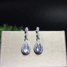 Natural blue moonstone stud earrings, 925 silver, clean stones, beautiful colors, ladies earrings 2024 - buy cheap