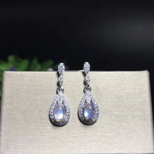 Pendientes de tuerca de piedra lunar azul Natural, plata 925, piedras limpias, hermosos colores, pendientes para mujer 2024 - compra barato