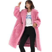 Women Faux Fur coat 2018 winter Thick warm Lamb Fur jacket Plus size female Woolen coat Casual tops long Hairy Fur coats N269 2024 - buy cheap