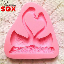 Love Swan 3D Fondant силиконовая форма для свеч шоколадного мыла, формы для украшения свадебного торта, кухни, выпечки SQ1486 2024 - купить недорого