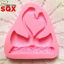 Forma de cisne amoroso 3D Fondant, moldes de silicona líquida para jabón de Chocolate, decoración de pasteles de boda, cocina, hornear, SQ1486 2024 - compra barato